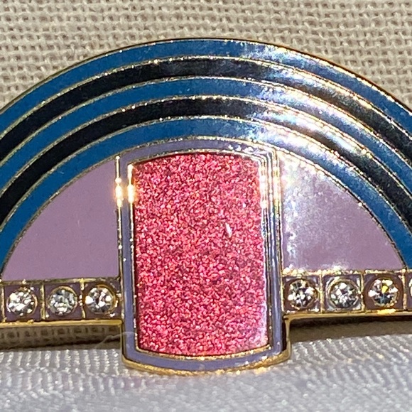 Isle of Skye Clear Rhinestone Abstract Gold Tone Signed Brooch Pin - Picture 9 of 12